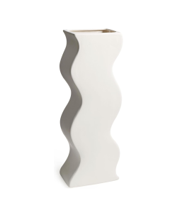 Modern Geometric Wave Vase (White)